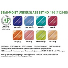Set 110 Semi-Moist Amaco Underglaze Set